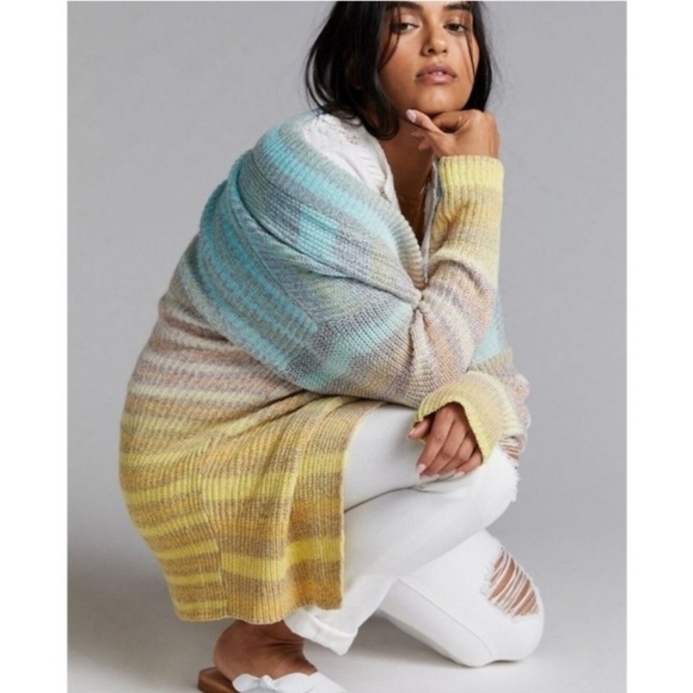 RARE Anthropologie Pilcro Oversized Technicolor Dream Cardigan Sweater Small